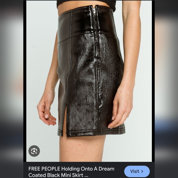 Free People coated shiny black mini skirt holding on to a dream - Picture 13 of 13